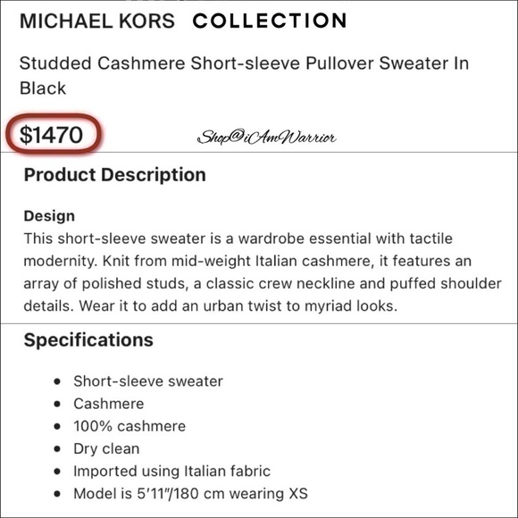 Michael Kors Collection black Italian cashmere studded puff short sleeve sweater - Picture 10 of 14